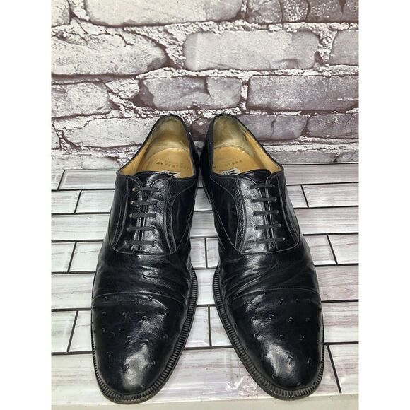 MORESCHI Black Leather Ostrich Cap Toe Oxfords Dress Shoes Men’s Sz 12M US/45EU main image 9